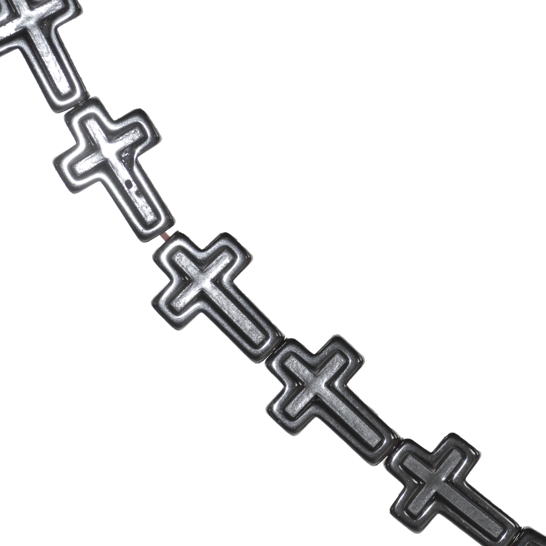 Hematite, Cross, Semi-Precious Stone, Available in Multiple Sizes
