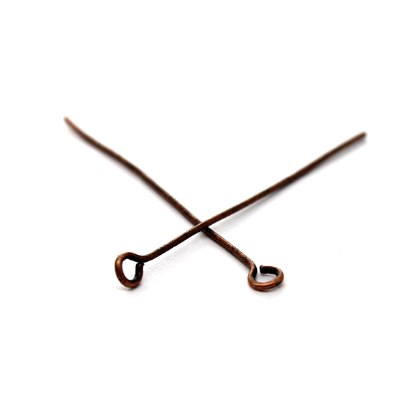 Eye Pins, Copper, Alloy, 1.2 inches, 21 Gauge, Sold Per pkg of Approx 140