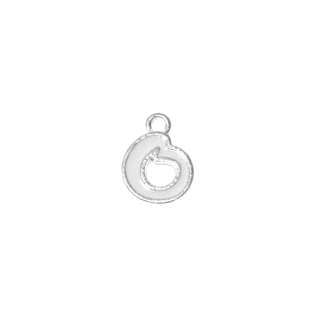 Charms, Alphabet, Enameled, Silver, Alloy, Approx 12mm x 8mm, Sold Per pkg of 5
