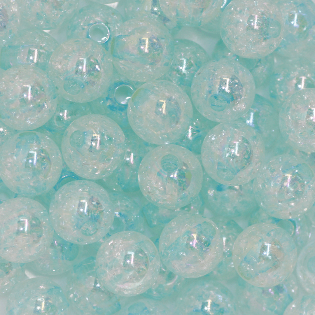 Plastic Beads Bulk Bag, Crackle Round Transparent, 14mm, Available in Multiple Colours, Sold Per pkg of Approx 60