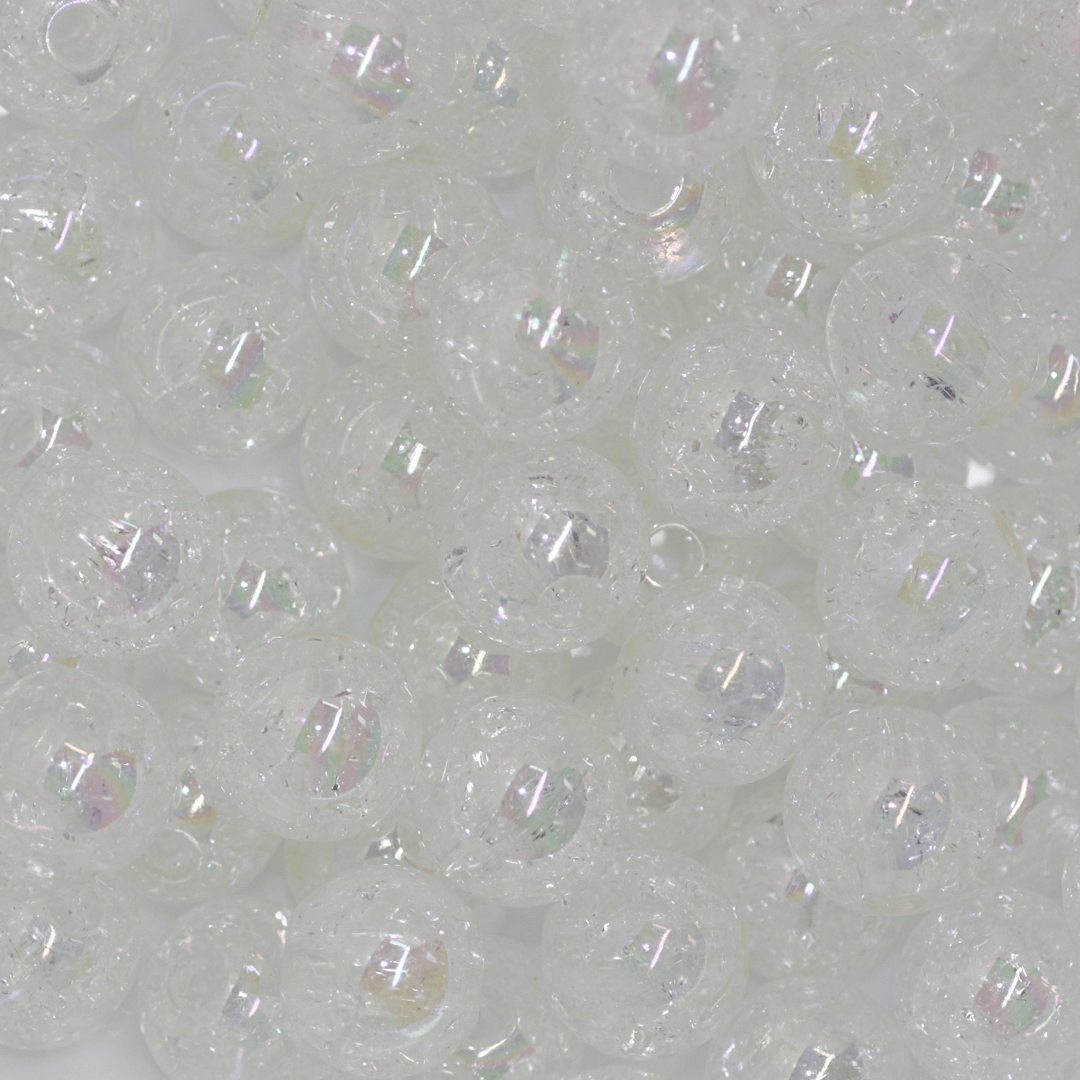 Plastic Beads Bulk Bag, Crackle Round Transparent, 18mm, Available in Multiple Colours, Sold Per pkg of Approx 30