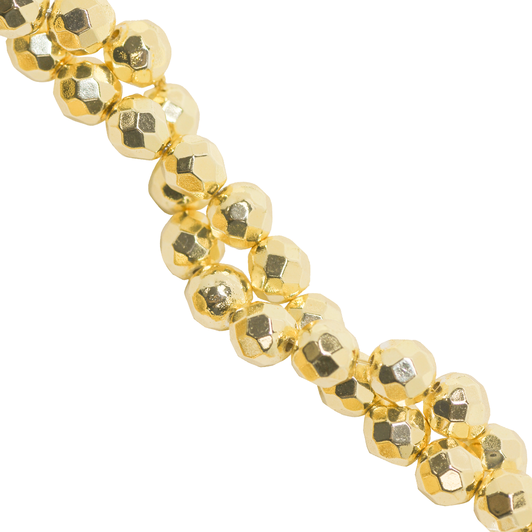 Hematite, Round, Faceted, Plated, Available in Multiple Sizes and colours