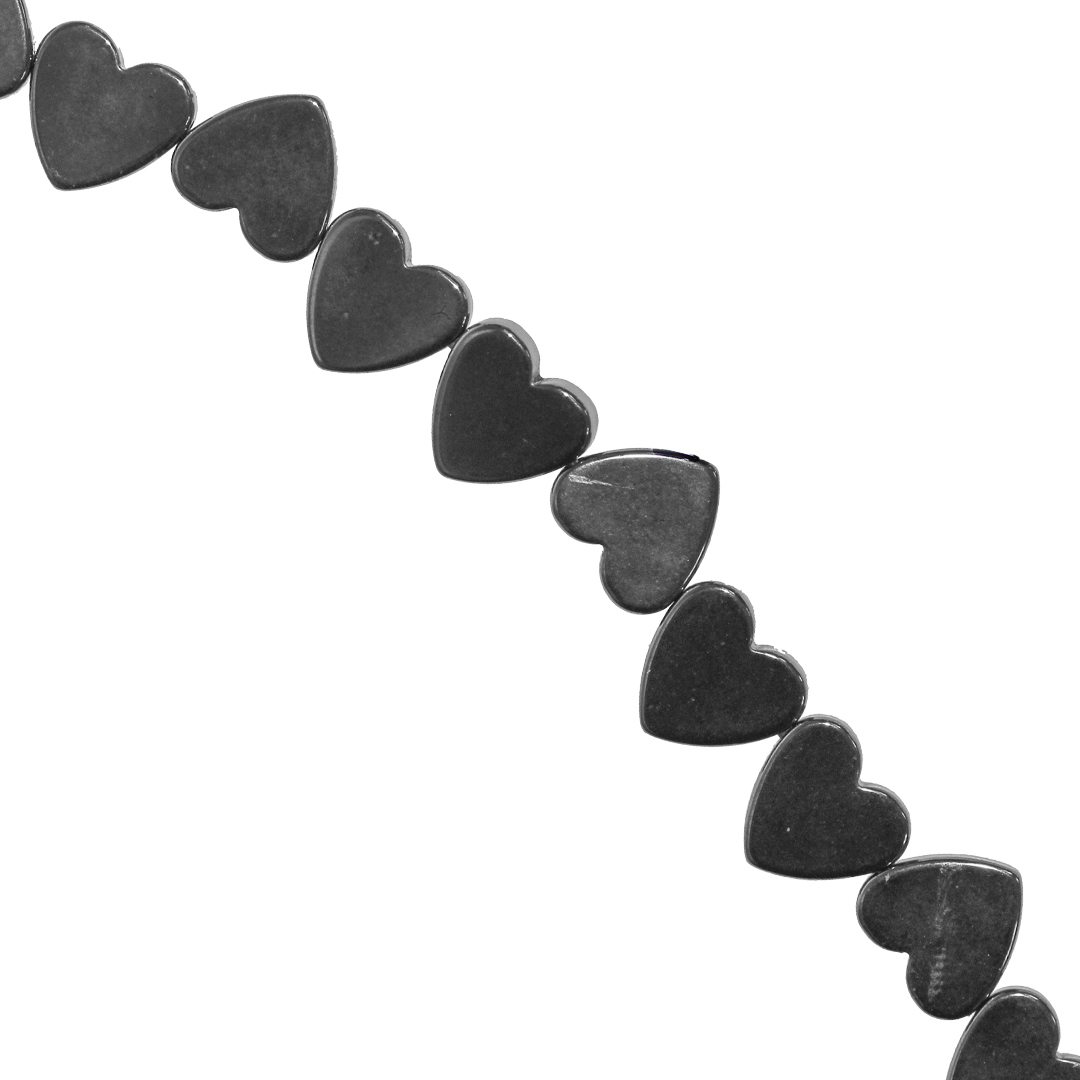 Hematite, Flat Heart, Side-Drilled, Semi-Precious Stones, Available in Multiple Sizes and Colours