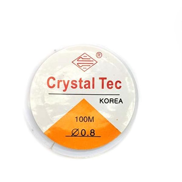 Crystal Tec Elastic Bead Cord, Transparent, 0.8mm, ~ 100 meters