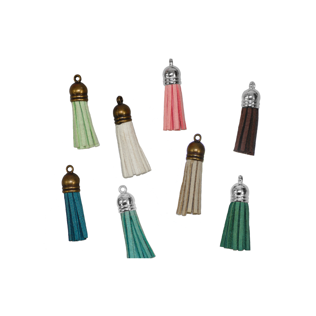 Tassels, Suede Tassel with Bead Cap, Available in Multiple Colours