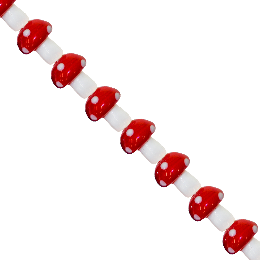Glass Beads, Mushroom, Available in Multiple Sizes and Colours