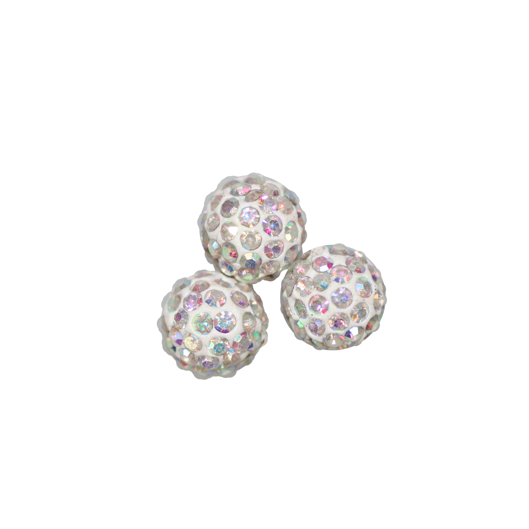 Shambala Beads, White, Assorted Sizes, 10 pcs/bag