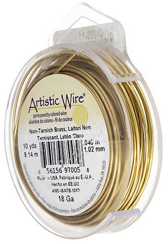 Artistic Wire - 10 yards - Tarnish Resistant Brass, 18 gauge - Butterfly Beads