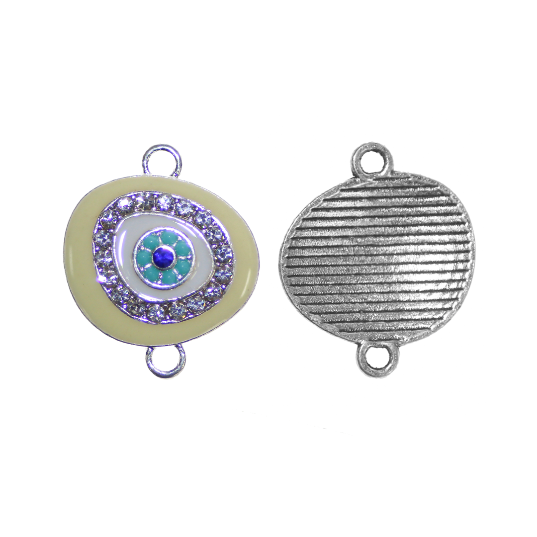 Connector, Evil Eye, Enameled & Rhinestone, 6pcs/bag, Available in Multiple colors