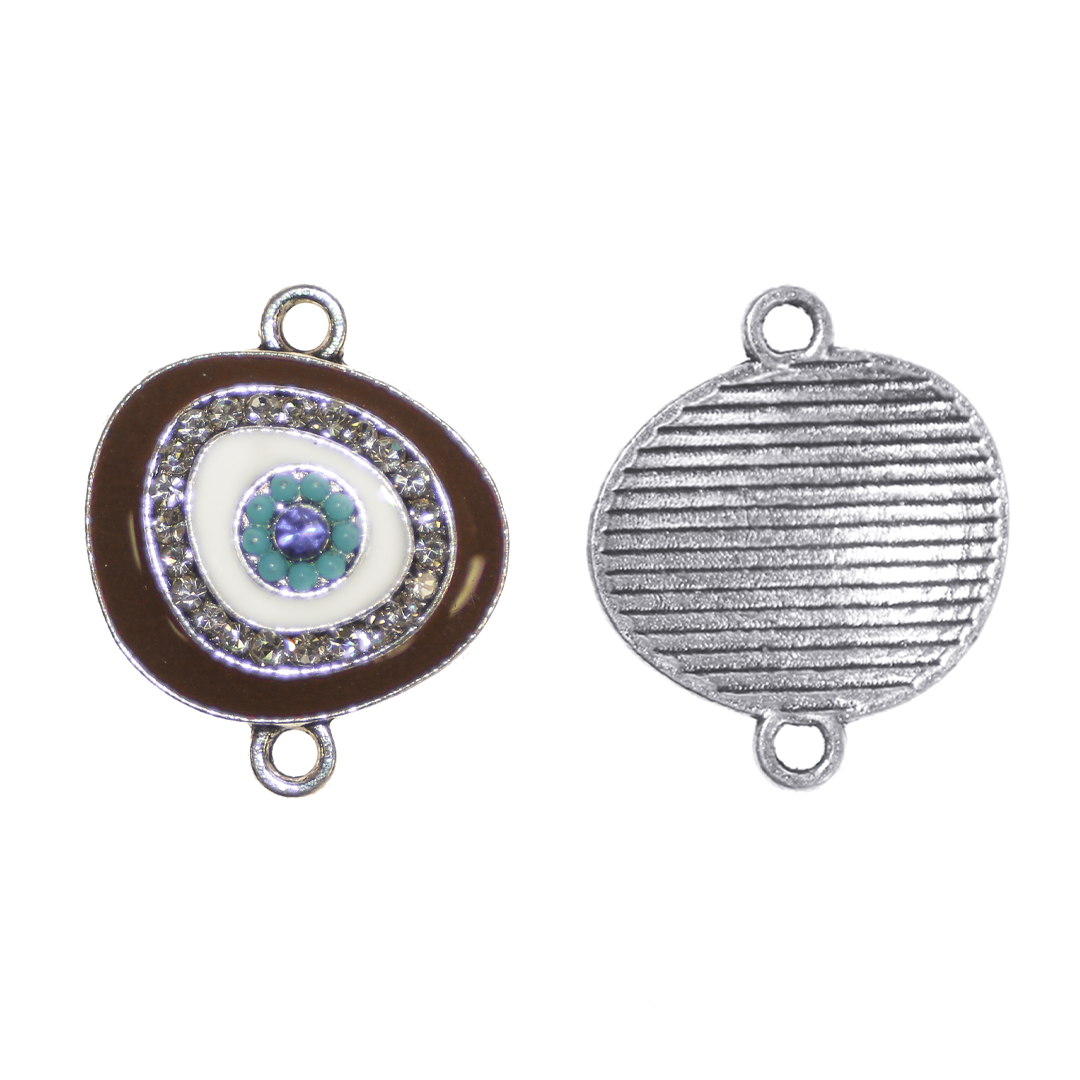 Connector, Evil Eye, Enameled & Rhinestone, 6pcs/bag, Available in Multiple colors