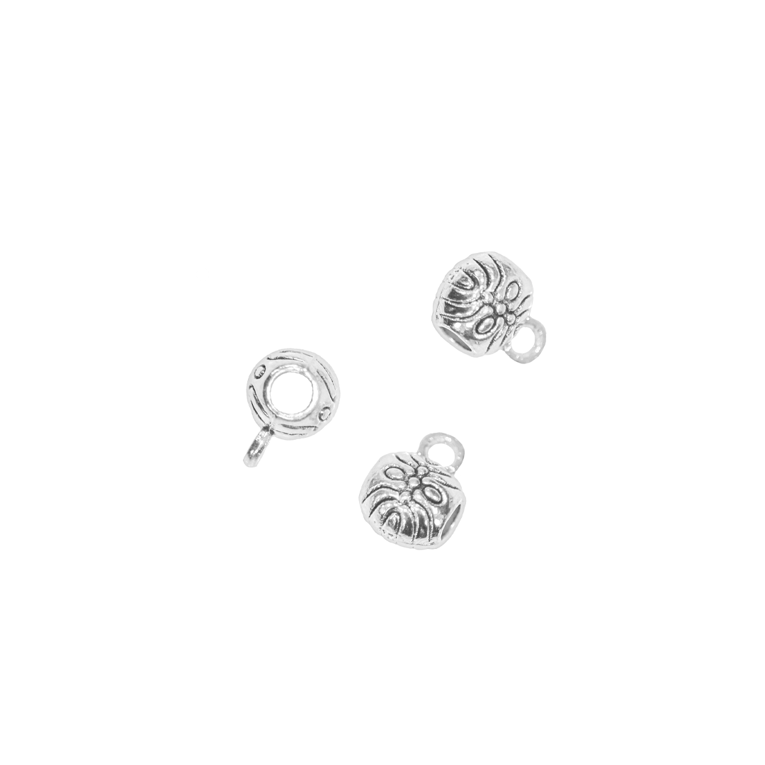 Spacers, Mosaic Tube Spacer, Alloy, Silver, 6mm X 8mm X 5mm, Sold Per pkg of 18 - Butterfly Beads