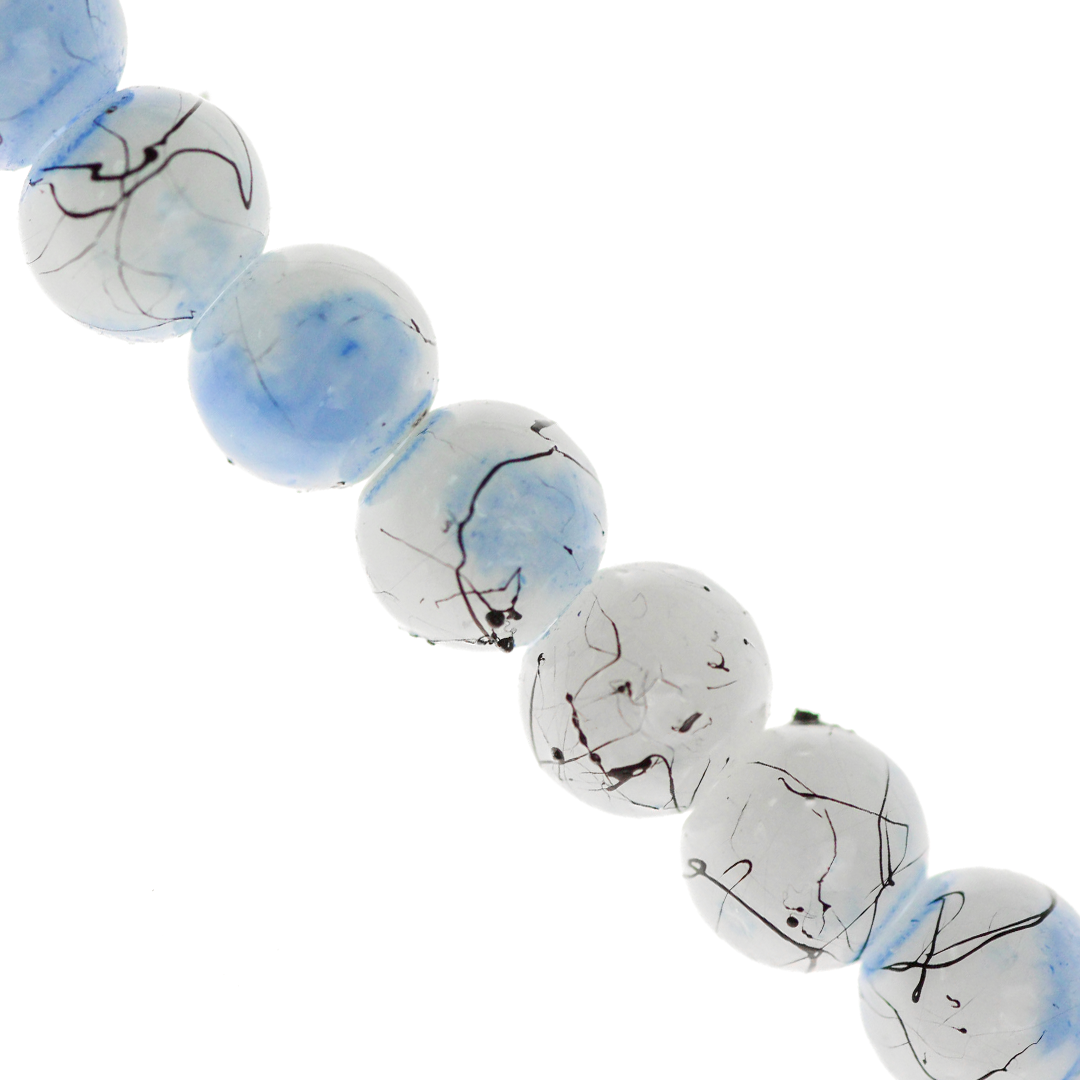Marble Style Glass Beads, Splatter Black Lines, Available in Multiple Colours and Sizes