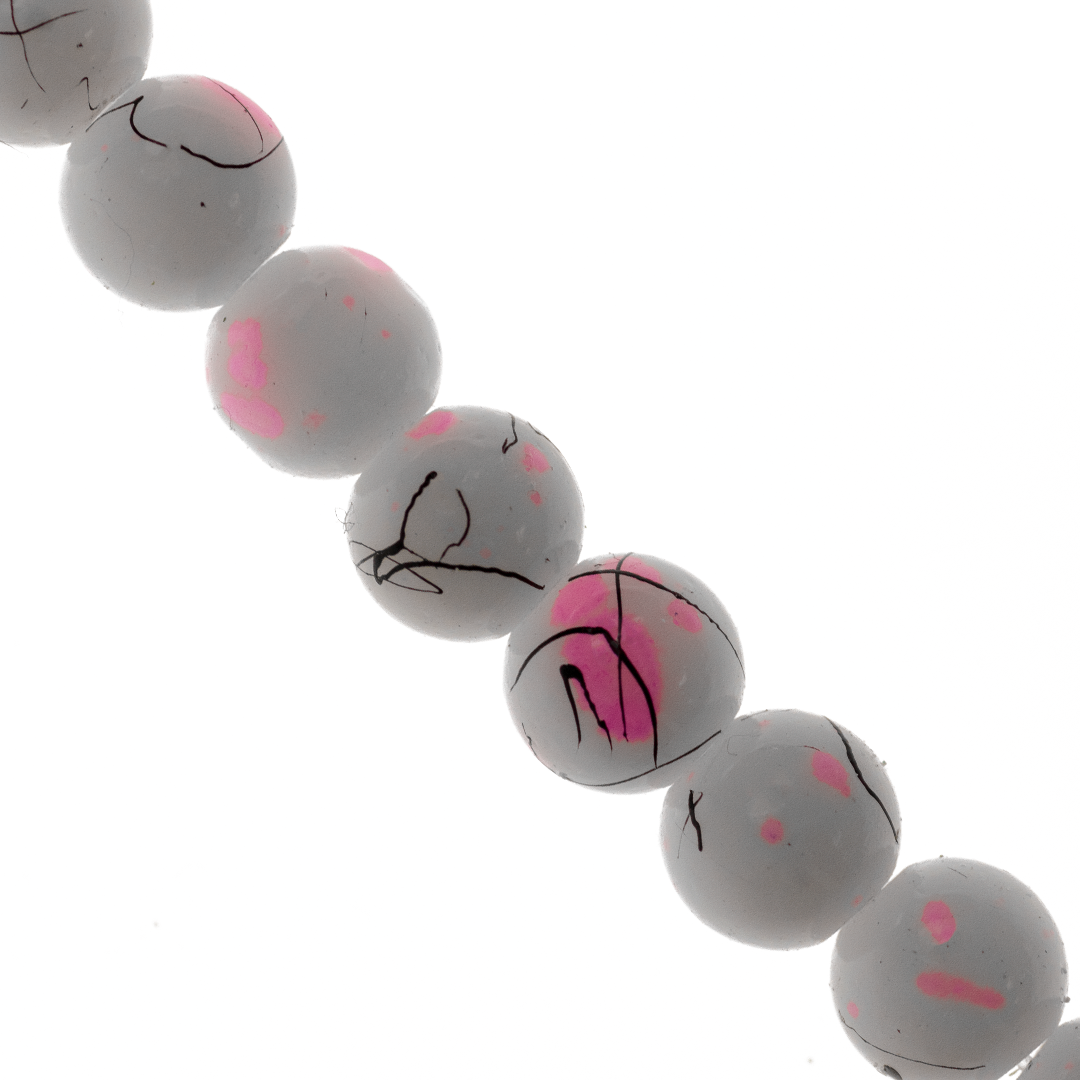 Marble Style Glass Beads, Splatter Black Lines, Available in Multiple Colours and Sizes