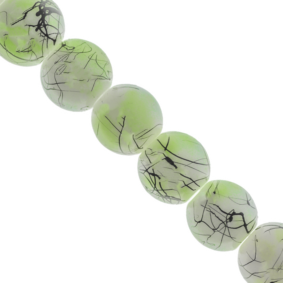 Marble Style Glass Beads, Splatter Black Lines, Available in Multiple Colours and Sizes