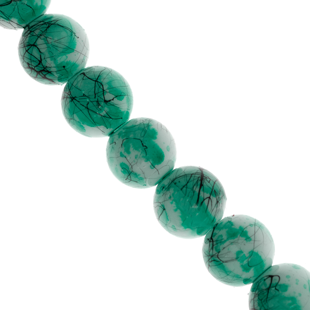 Marble Style Glass Beads, Splatter Black Lines, Available in Multiple Colours and Sizes