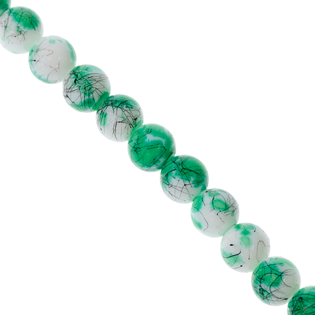 Marble Style Glass Beads, Splatter Black Lines, Available in Multiple Colours and Sizes