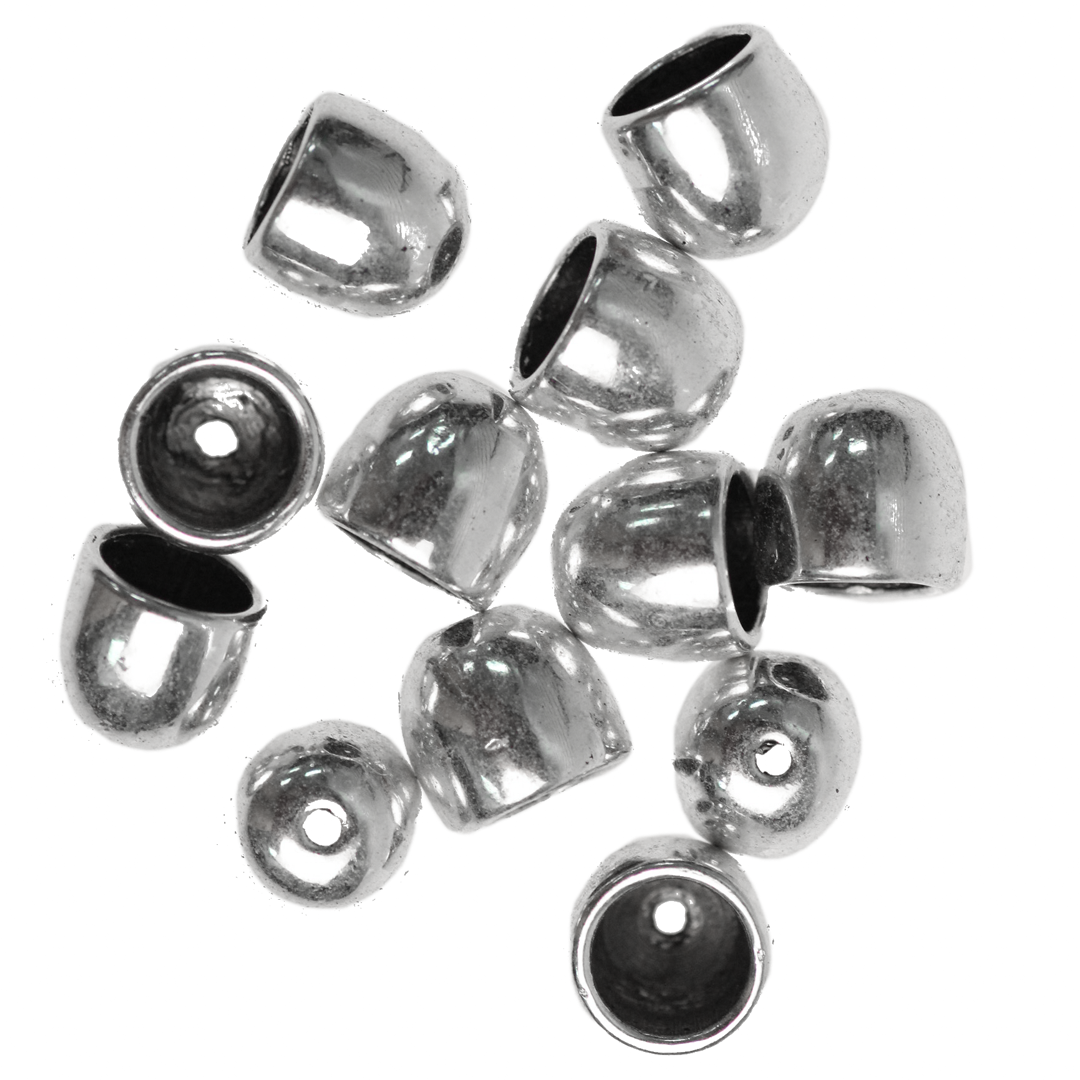 Bead Cone, Tea Cup, Bright Silver, Alloy, 12 pcs/bag, Available in Multiple Sizes