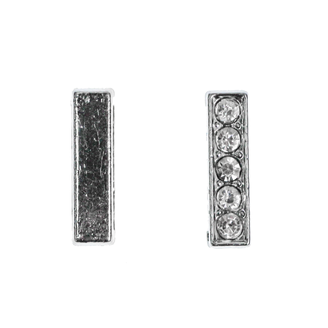 Spacer, Rhinestone Alphabet, Silver, Alloy, Available in Multiple Sizes, Sold Per pkg of 2