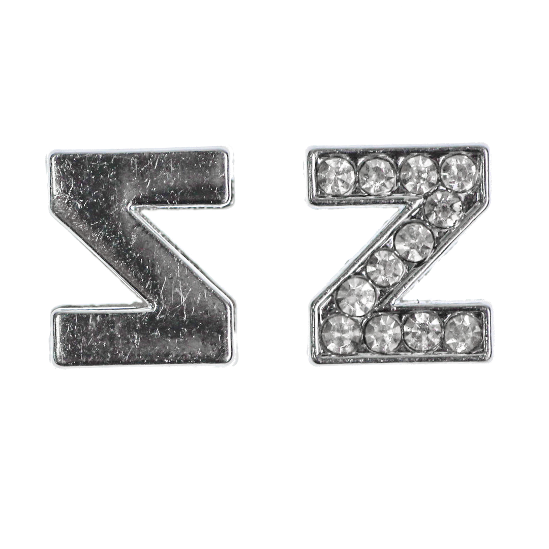 Spacer, Rhinestone Alphabet, Silver, Alloy, Available in Multiple Sizes, Sold Per pkg of 2