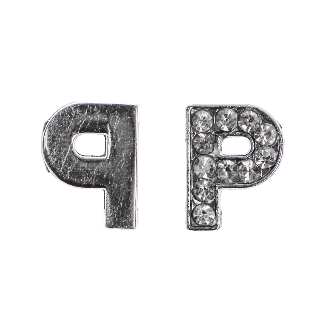 Spacer, Rhinestone Alphabet, Silver, Alloy, Available in Multiple Sizes, Sold Per pkg of 2