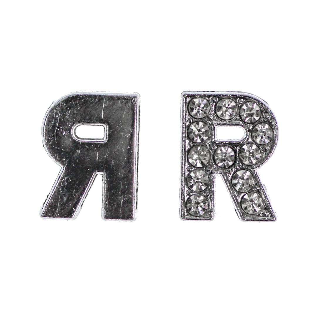 Spacer, Rhinestone Alphabet, Silver, Alloy, Available in Multiple Sizes, Sold Per pkg of 2