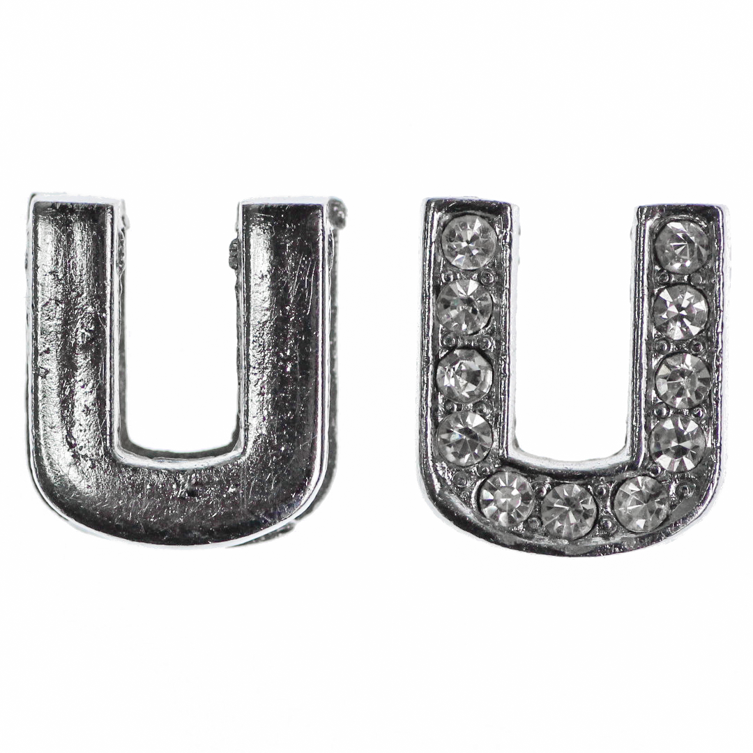 Spacer, Rhinestone Alphabet, Silver, Alloy, Available in Multiple Sizes, Sold Per pkg of 2