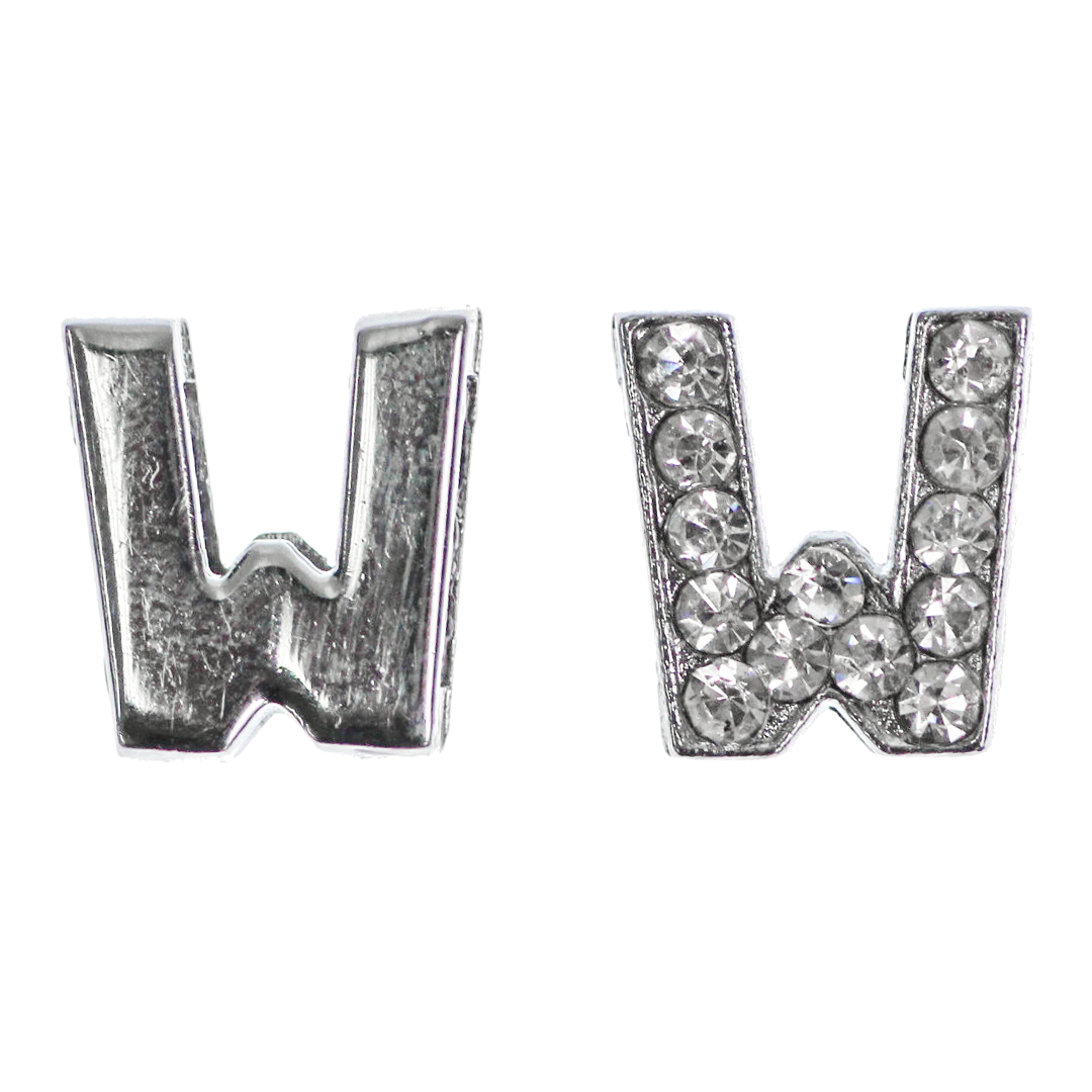 Spacer, Rhinestone Alphabet, Silver, Alloy, Available in Multiple Sizes, Sold Per pkg of 2