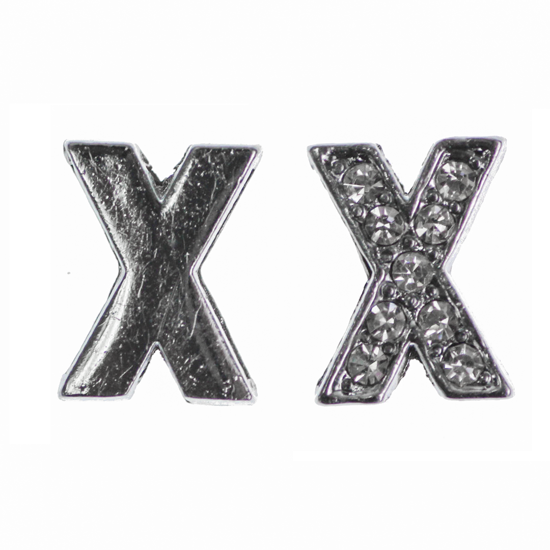 Spacer, Rhinestone Alphabet, Silver, Alloy, Available in Multiple Sizes, Sold Per pkg of 2