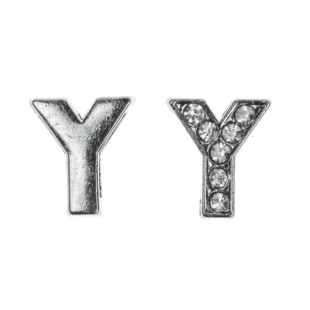 Spacer, Rhinestone Alphabet, Silver, Alloy, Available in Multiple Sizes, Sold Per pkg of 2