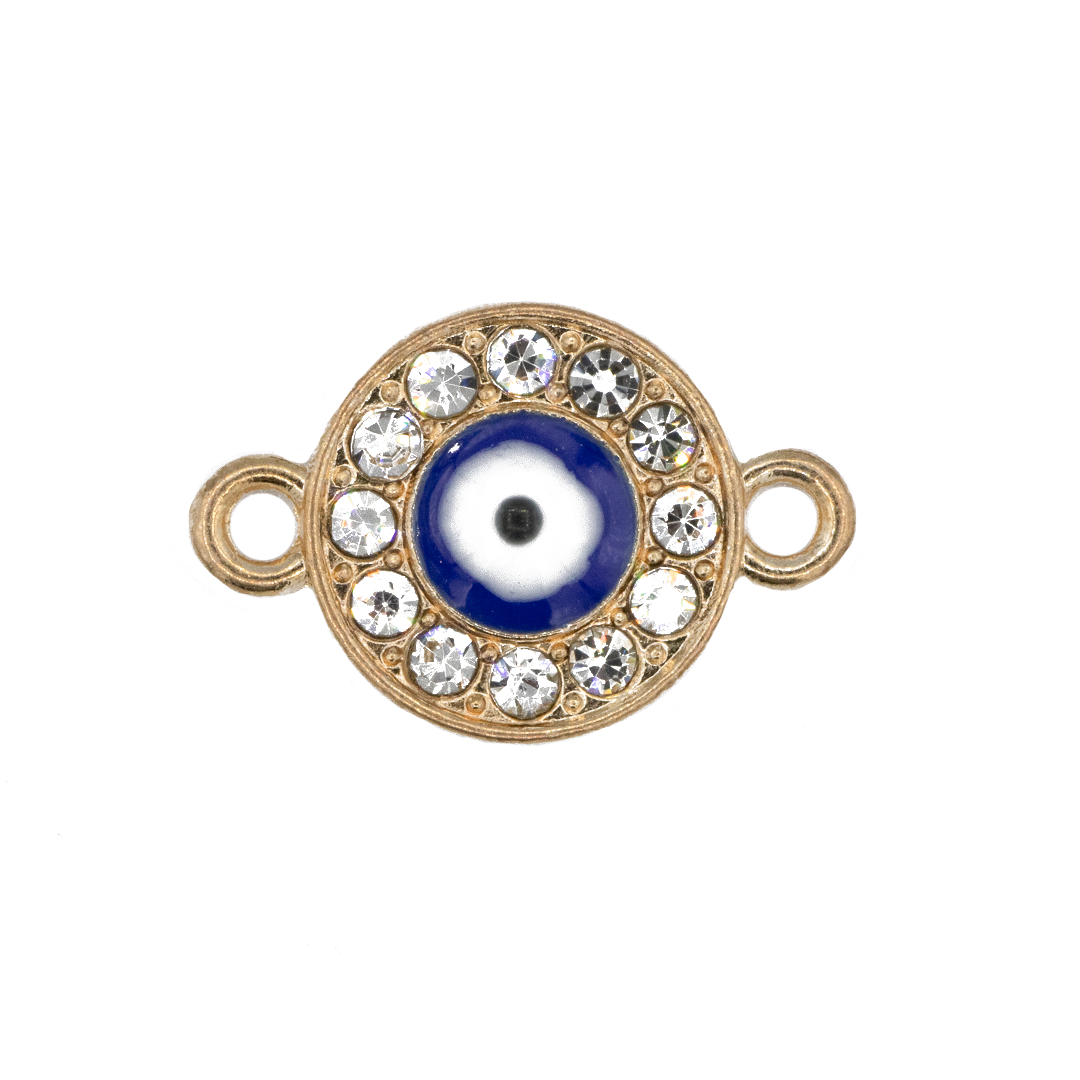 Connector, Evil Eye Rhinestone Circle, 6pcs/bag, Available in Multiple colors