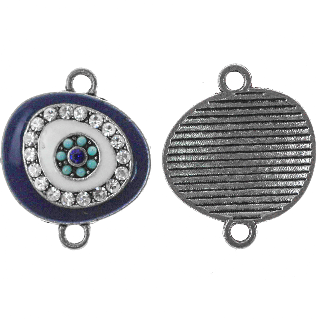 Connector, Evil Eye, Enameled & Rhinestone, 6pcs/bag, Available in Multiple colors