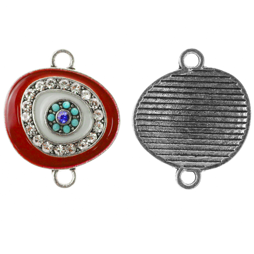 Connector, Evil Eye, Enameled & Rhinestone, 6pcs/bag, Available in Multiple colors