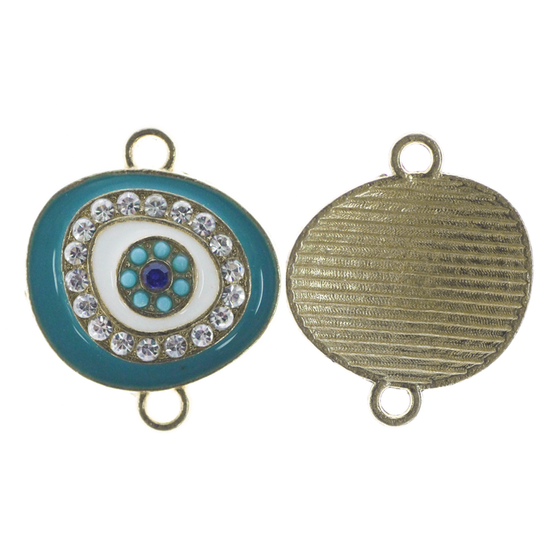 Connector, Evil Eye, Enameled & Rhinestone, 6pcs/bag, Available in Multiple colors
