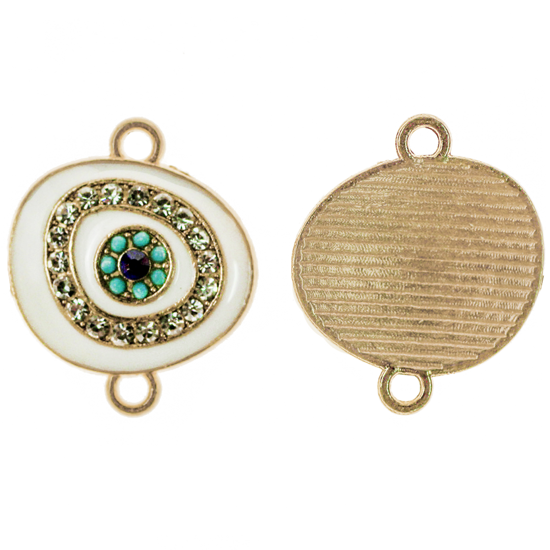 Connector, Evil Eye, Enameled & Rhinestone, 6pcs/bag, Available in Multiple colors