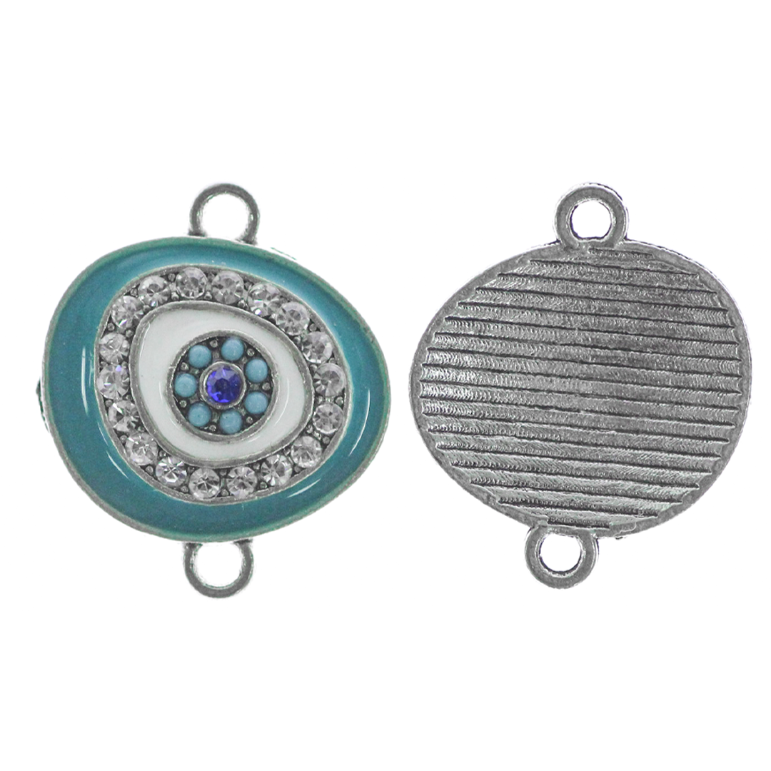 Connector, Evil Eye, Enameled & Rhinestone, 6pcs/bag, Available in Multiple colors