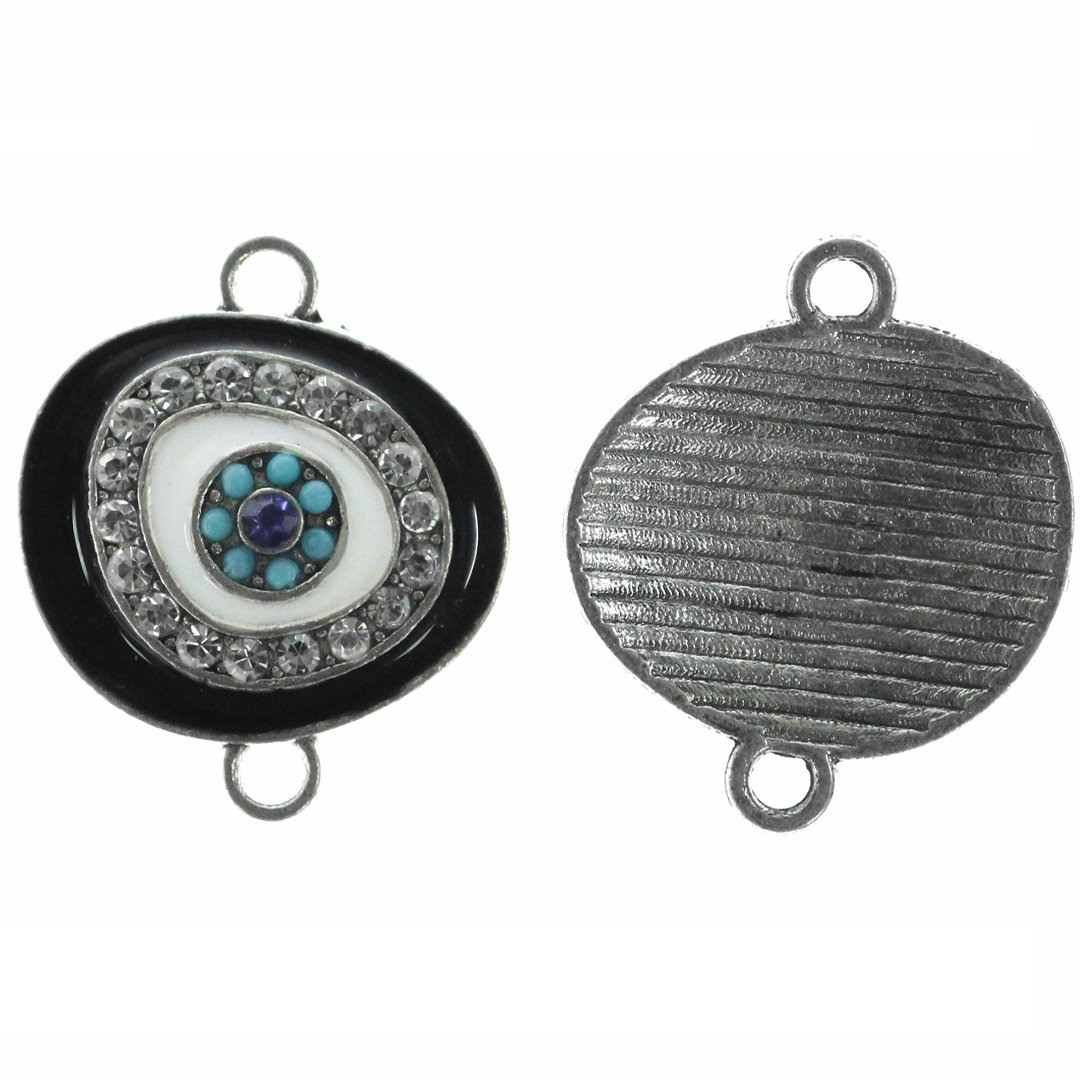 Connector, Evil Eye, Enameled & Rhinestone, 6pcs/bag, Available in Multiple colors
