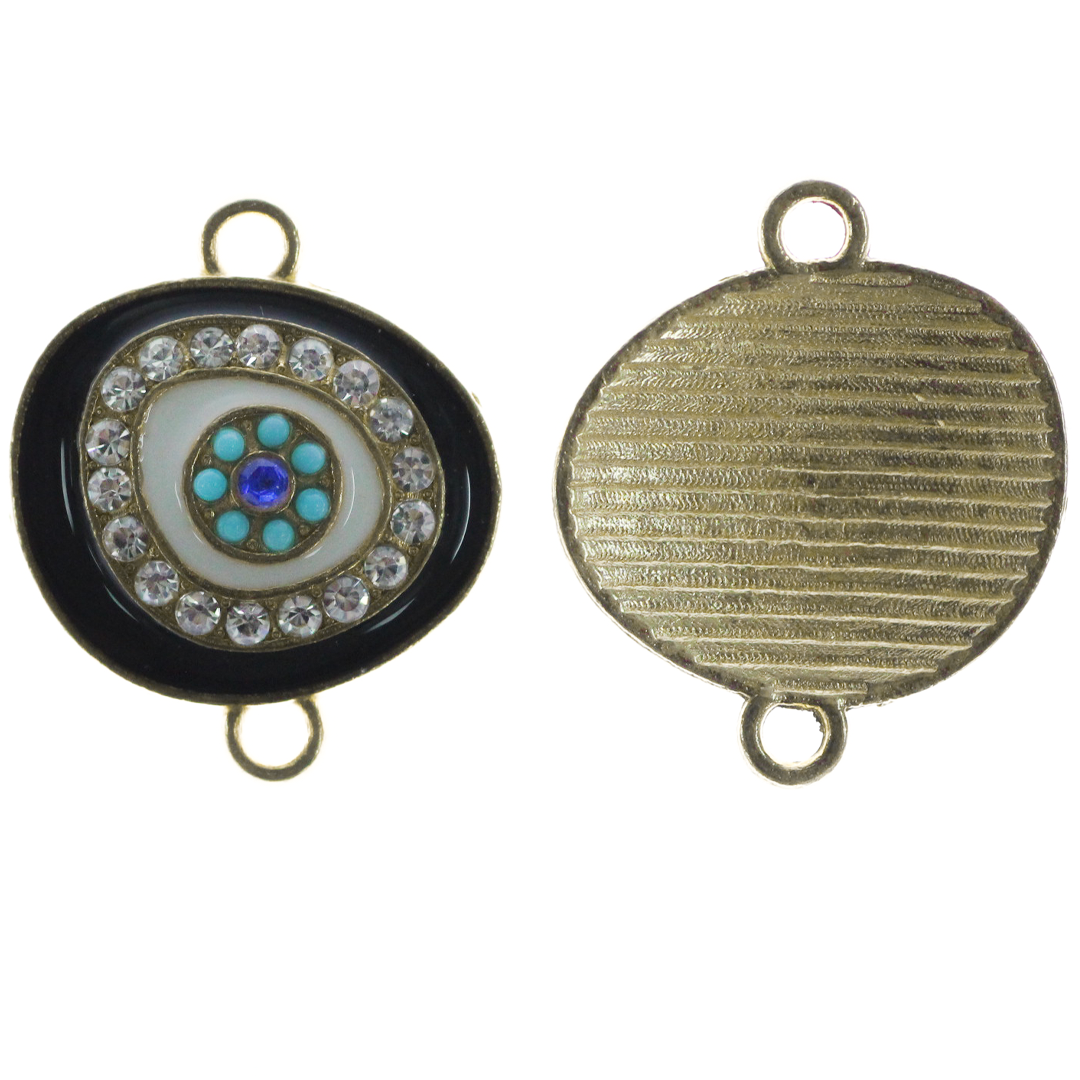 Connector, Evil Eye, Enameled & Rhinestone, 6pcs/bag, Available in Multiple colors