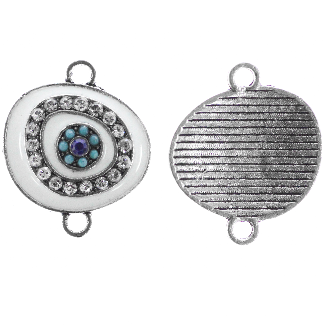 Connector, Evil Eye, Enameled & Rhinestone, 6pcs/bag, Available in Multiple colors