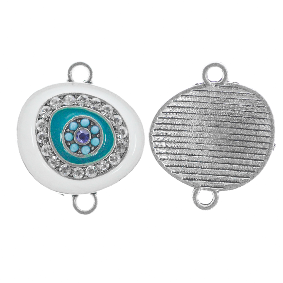 Connector, Evil Eye, Enameled & Rhinestone, 6pcs/bag, Available in Multiple colors