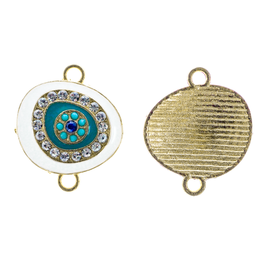 Connector, Evil Eye, Enameled & Rhinestone, 6pcs/bag, Available in Multiple colors