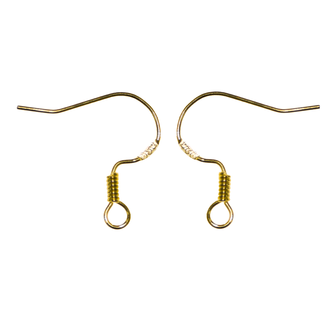 Shepherd Hook Earrings with Bead & Coil, 17mm x 9mm, Available in Multiple Colours