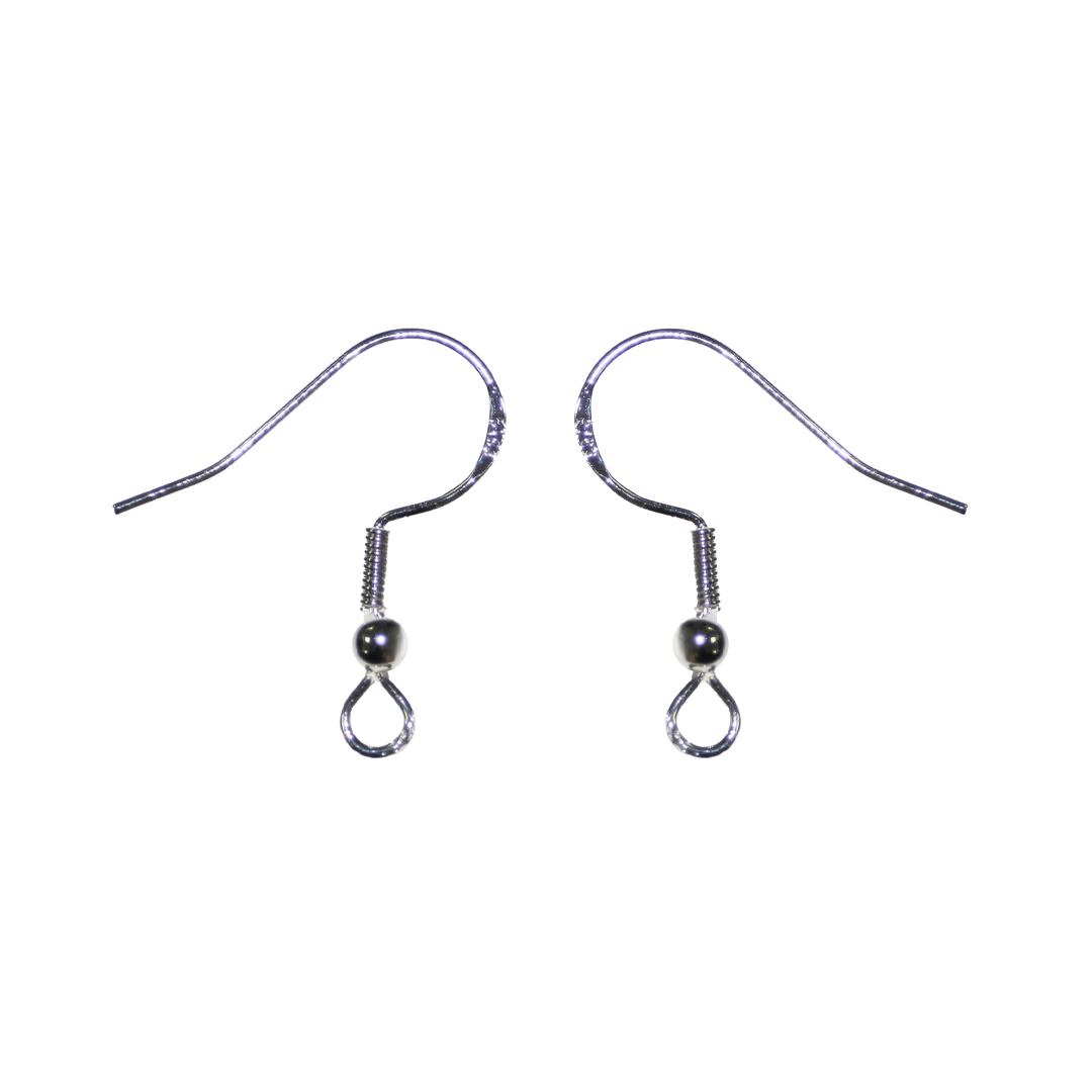 Shepherd Hook Earrings with Bead & Coil, 20mm x 9mm, Sold Per pkg of 5 pairs, Available in Multiple Materials