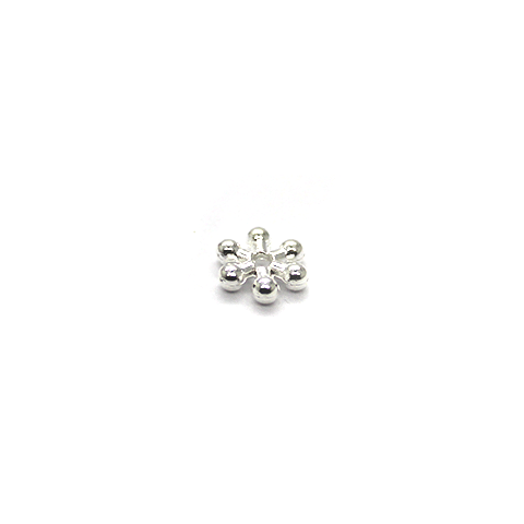 Spacers, Snowflake Spacer, Alloy, Silver, 7mm X 7mm, Sold Per pkg of 25 - Butterfly Beads