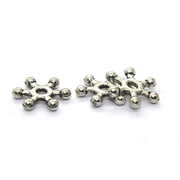 Spacers, Snowflake Spacer, Alloy, Silver, 9mm X 6mm, Sold Per pkg of 20+ - Butterfly Beads