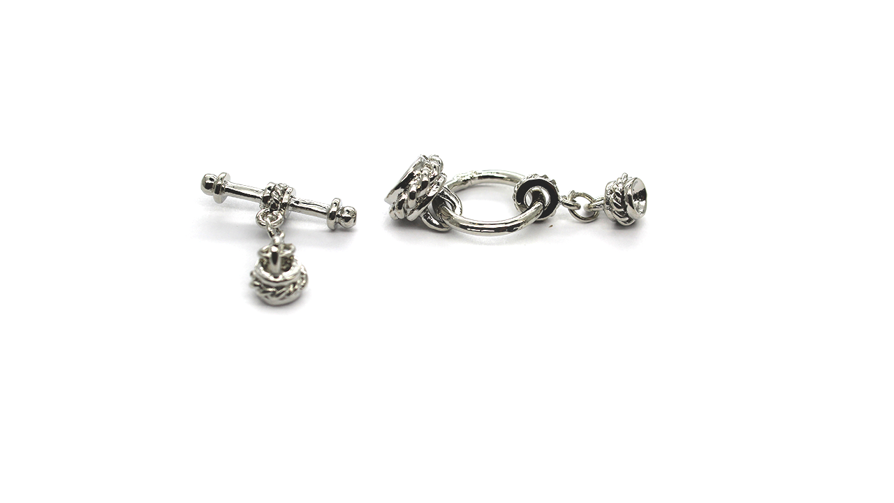 Clasp, Toggle Clasp Set, Silver, Alloy, Ring 38mmX16mm, Bar 28mmX22mm, Sold Per pkg of 1 set - Butterfly Beads