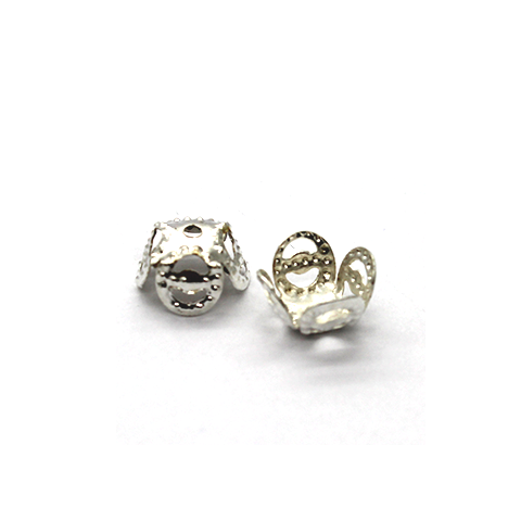 Bead Cap, Hollow Crown, Alloy, Silver, 4mm x 8mm, Sold Per pkg of 30 - Butterfly Beads