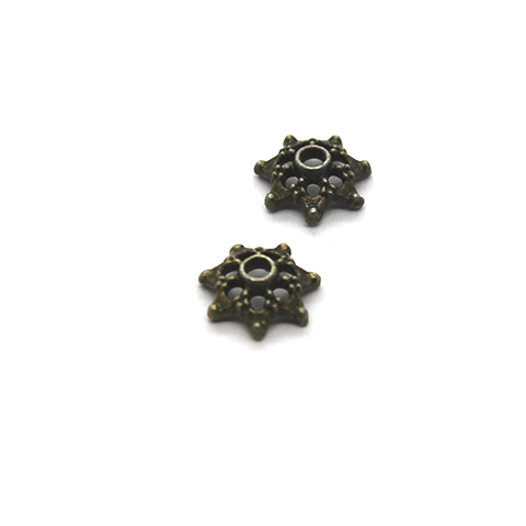 Bead Cap, Snow Flake with Cutouts, Alloy, Brass, 9mm x 3mm, Sold Per pkg of 20 - Butterfly Beads