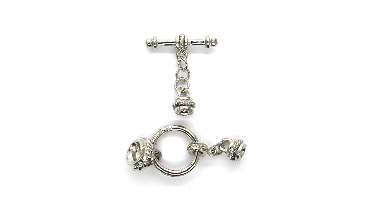 Clasp, Toggle Clasp Set, Silver, Alloy, Ring 38mmX16mm, Bar 28mmX22mm, Sold Per pkg of 1 set - Butterfly Beads