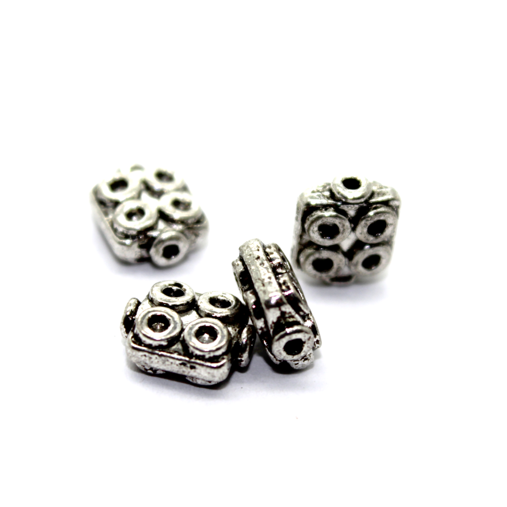Spacers, Flat Lego Spacer Bead, Alloy, Silver, 8mm X 7mm, Sold Per pkg of 16