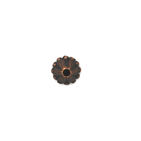 Bead Cap, Small Flower Head, Alloy, Copper, 3mm x 7mm, Sold Per pkg of 10 - Butterfly Beads